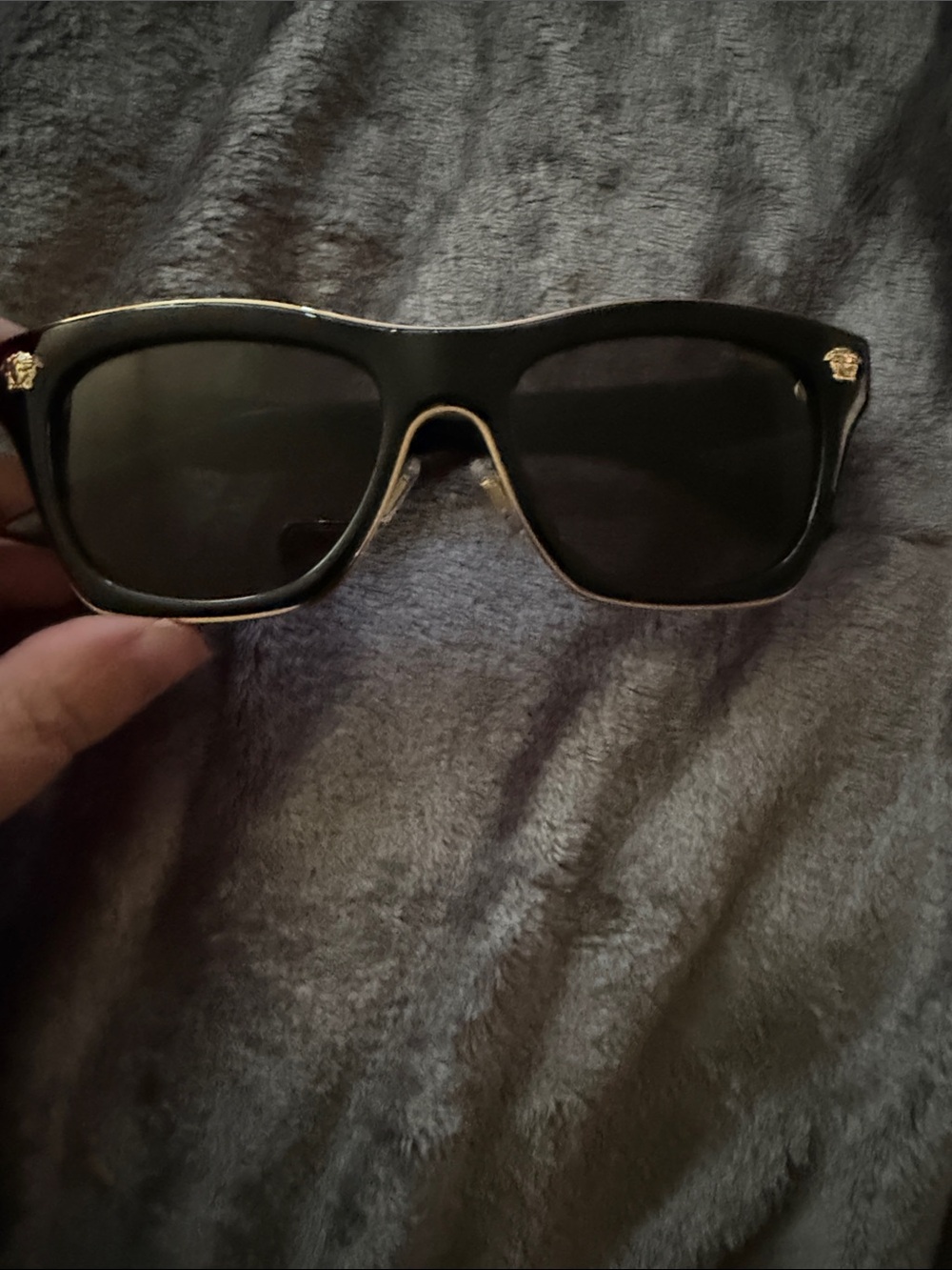Versace Black Sunglasses with Gold Accents